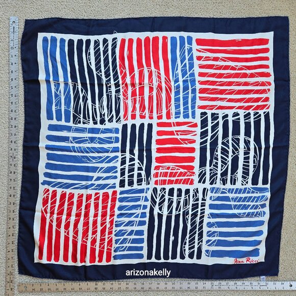 Nina Ricci Accessories - Nina Ricci Silk Twill Square Scarf Hand-rolled Red White Blue Heart